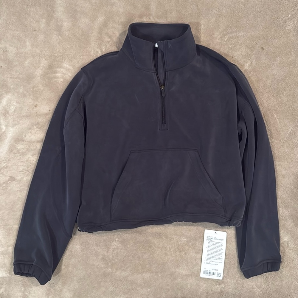 Lululemon black softstreme half zip size 12 NWT!
